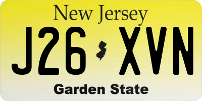 NJ license plate J26XVN