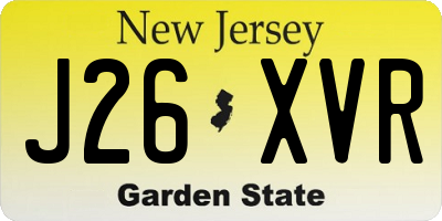 NJ license plate J26XVR