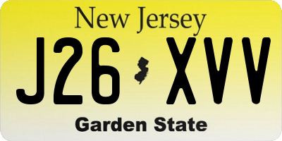 NJ license plate J26XVV