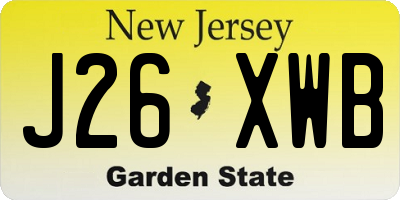 NJ license plate J26XWB