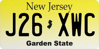 NJ license plate J26XWC
