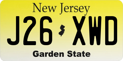 NJ license plate J26XWD