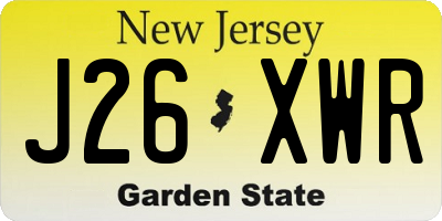 NJ license plate J26XWR