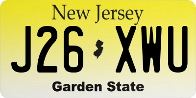 NJ license plate J26XWU