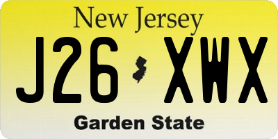 NJ license plate J26XWX