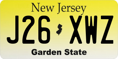 NJ license plate J26XWZ