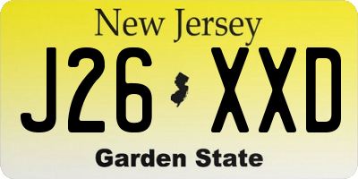 NJ license plate J26XXD