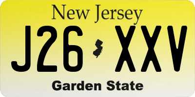 NJ license plate J26XXV