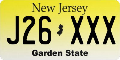 NJ license plate J26XXX
