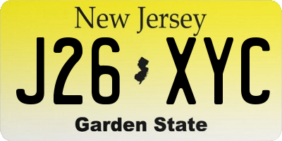 NJ license plate J26XYC