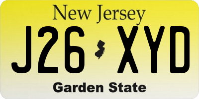 NJ license plate J26XYD