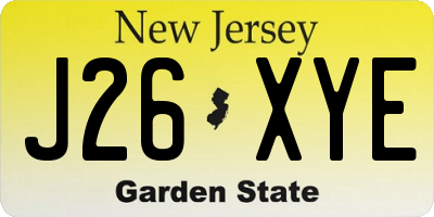 NJ license plate J26XYE