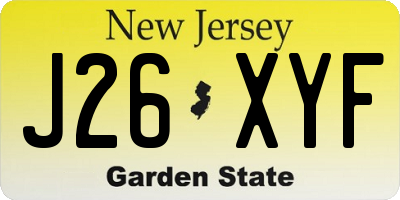 NJ license plate J26XYF