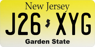 NJ license plate J26XYG