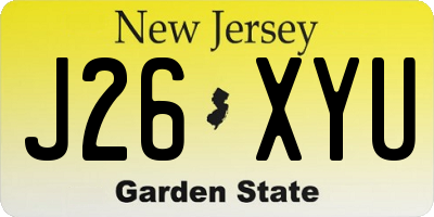 NJ license plate J26XYU