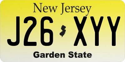 NJ license plate J26XYY
