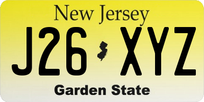 NJ license plate J26XYZ
