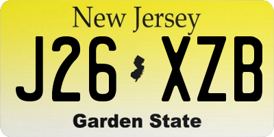 NJ license plate J26XZB