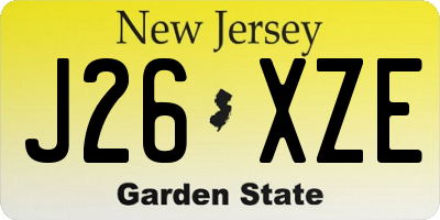 NJ license plate J26XZE