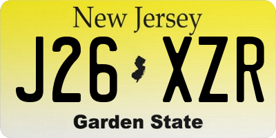 NJ license plate J26XZR