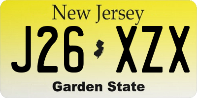 NJ license plate J26XZX