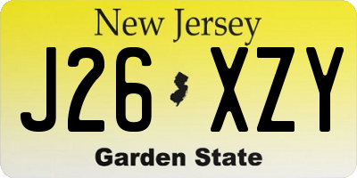 NJ license plate J26XZY