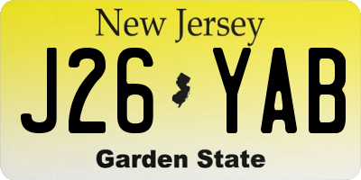 NJ license plate J26YAB