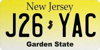 NJ license plate J26YAC