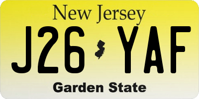 NJ license plate J26YAF