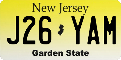 NJ license plate J26YAM