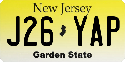 NJ license plate J26YAP
