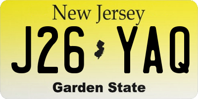 NJ license plate J26YAQ