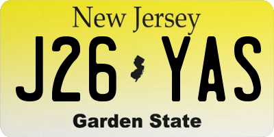NJ license plate J26YAS