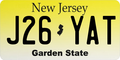 NJ license plate J26YAT