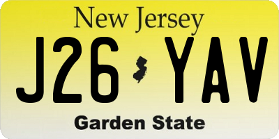 NJ license plate J26YAV