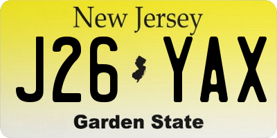 NJ license plate J26YAX