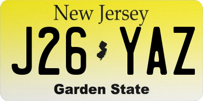 NJ license plate J26YAZ
