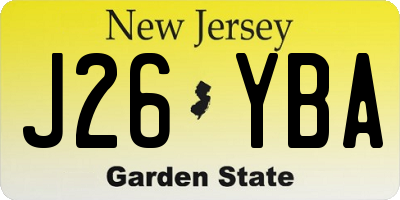 NJ license plate J26YBA