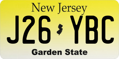 NJ license plate J26YBC