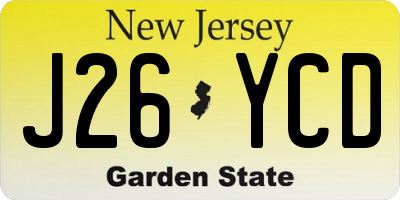 NJ license plate J26YCD