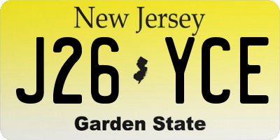 NJ license plate J26YCE