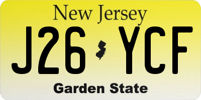 NJ license plate J26YCF