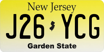 NJ license plate J26YCG