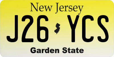 NJ license plate J26YCS