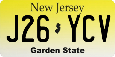 NJ license plate J26YCV