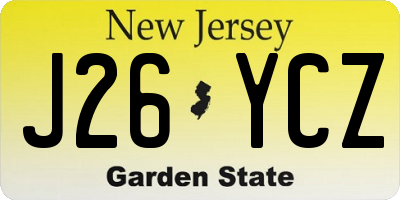 NJ license plate J26YCZ