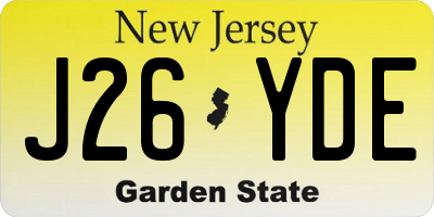 NJ license plate J26YDE