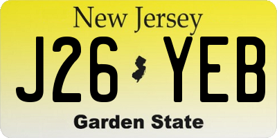 NJ license plate J26YEB