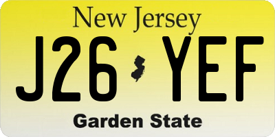 NJ license plate J26YEF