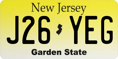 NJ license plate J26YEG